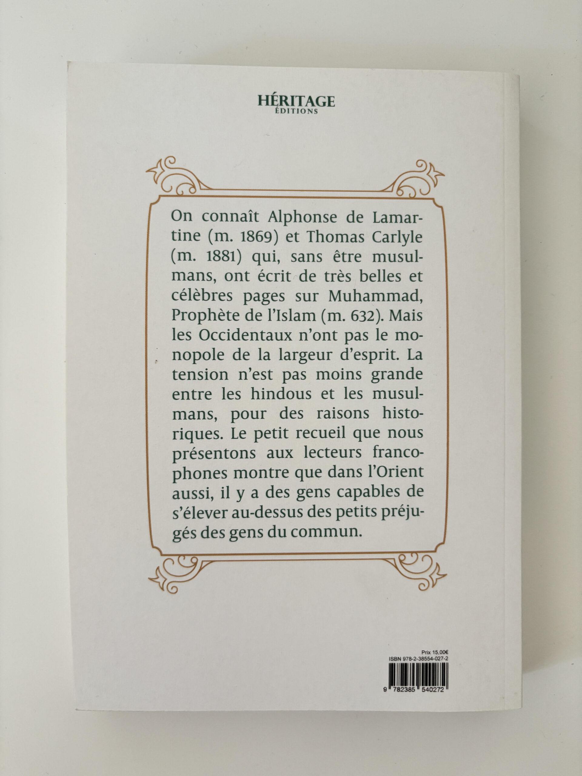 Eloges prophète Mohamed Victor Hugo Lamartine Azad Editions Heritage Librairie musulmane en ligne
